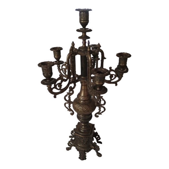 1960s Solid Brass Candleabra For Sale
