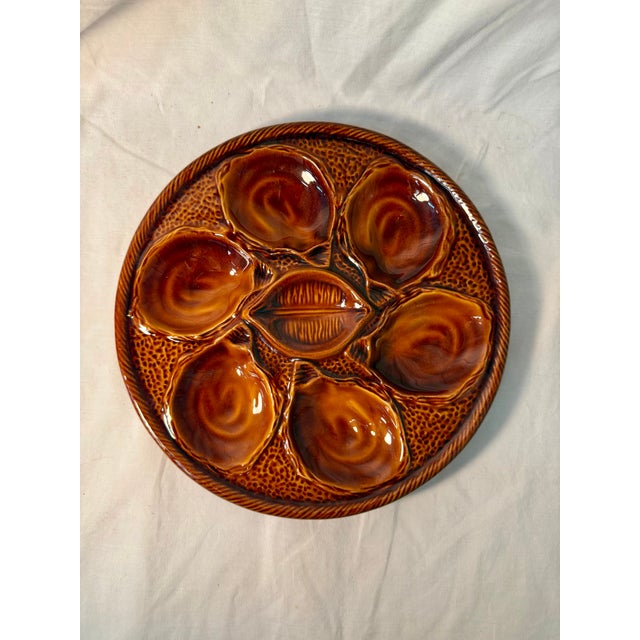 Saint Clement, Vintage, Majolica, French Oyster Plate For Sale - Image 4 of 4