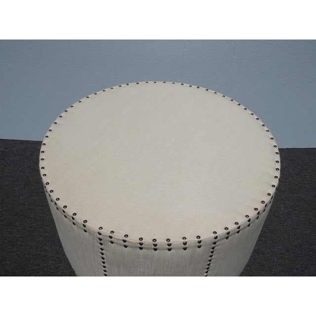 French Country French Country Off White Large Ottoman Bench W Decorative Nails ~ Coffee Table For Sale - Image 3 of 12