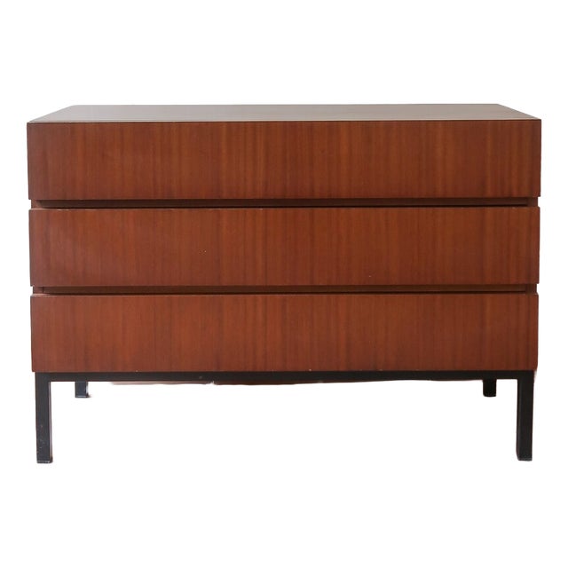 Teak Chest of 3 Drawers on Black Metal Base, 1960s For Sale