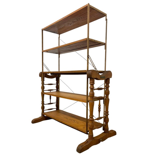 Antique Combination Table Co Folding Convertible Table Bookcase Patented 1893 Victorian Adjustable Shelving Unit. For Sale In Seattle - Image 6 of 11