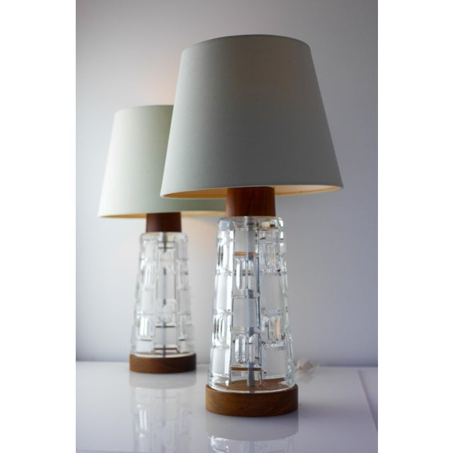 Mid-Century Modern Scandinavian Teak and Glass Table Lamps, Set of 2 For Sale - Image 6 of 17