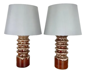 Fat Lava Ceramic WGP Table Lamps from Hustadt Leuchten, 1970s, Set of 2