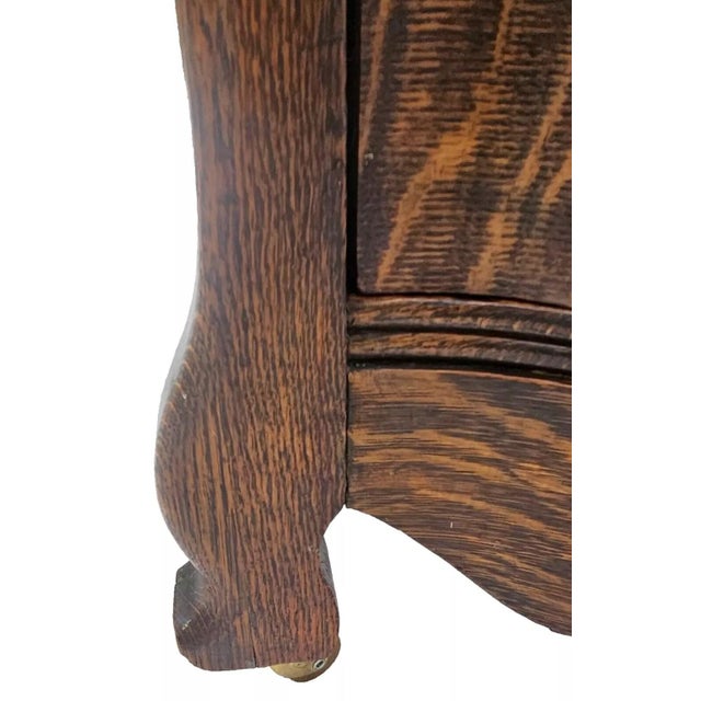 Vintage Victorian Tiger Oak Serpentine Highboy Dresser Chest Circa 1900's For Sale - Image 11 of 12