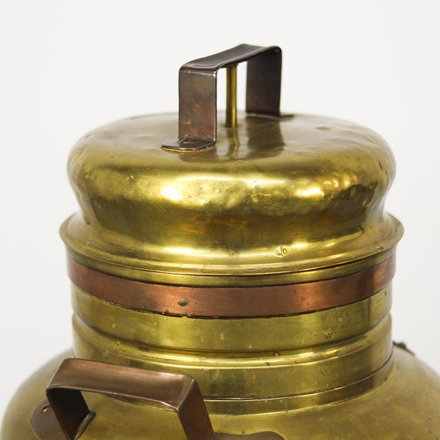 Large Rustic Farmhouse French Brass Canne à Lait or Milk Jug For Sale - Image 9 of 11