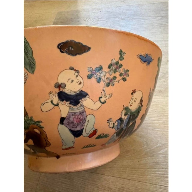 XL Decorative Oriental Bowl Ft. Folk Musicians For Sale - Image 6 of 7