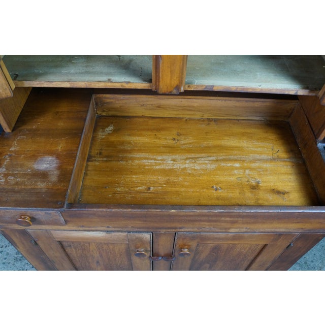 Late 19th Century Rare Primitive Antique American Farmhouse Oak Dry Sink Stepback Hutch Cupboard For Sale - Image 16 of 18