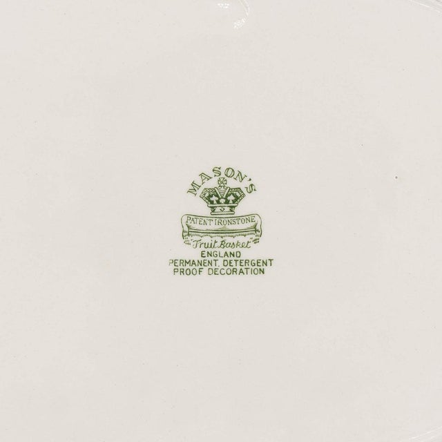 Vintage Serving Plates with Green Fruit Basket Decor from Masons, 1950s, Set of 2 For Sale - Image 11 of 12