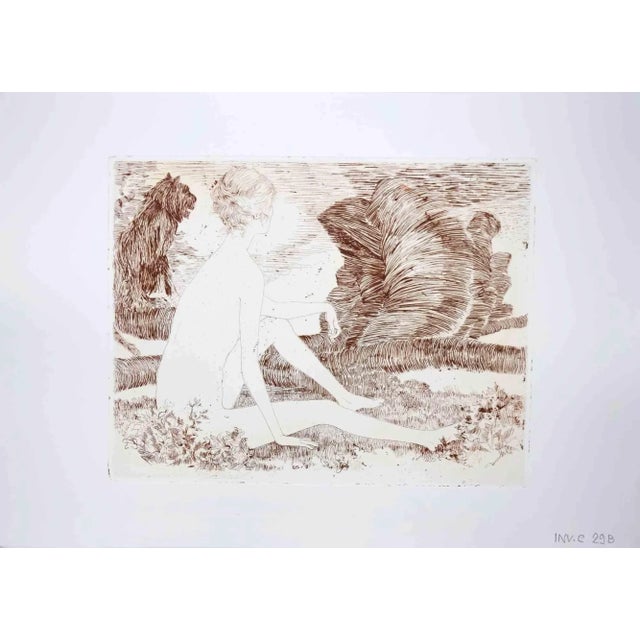 Sibil is an original etching in sanguine realized by Leo Guida in the 1970s. Good condition. Leo Guida (1992 - 2017)....