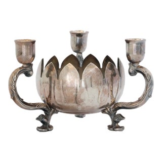 English Candleholder w/Flower Arrangment Pot For Sale