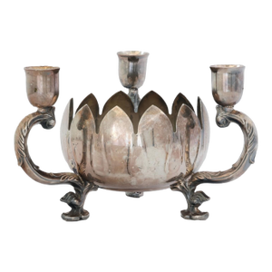 English Candleholder w/Flower Arrangment Pot