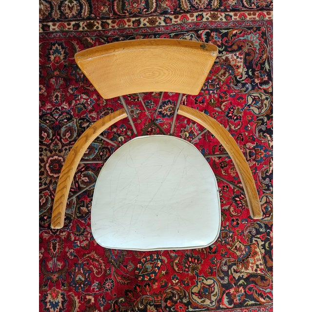 1960s 1960s MCM Attributed to Richard McCarthy by Selrite Wrought Iron and Oak Wood Armchair For Sale - Image 5 of 7