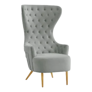 Jezebel Grey Velvet Wingback Chair