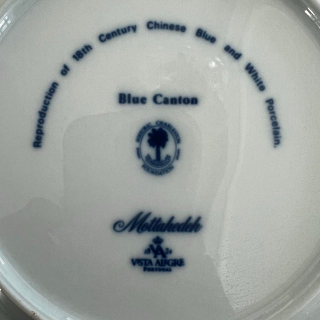 Asian Rare Mottahedeh Blue Canton Luncheon Plate Numbered Charleston Vista Alegre For Sale - Image 3 of 4