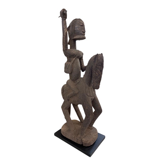 Lg Old African Dogon Hand Carved Wood Horseman Mali 31" H W/Stand For Sale In New York - Image 6 of 9