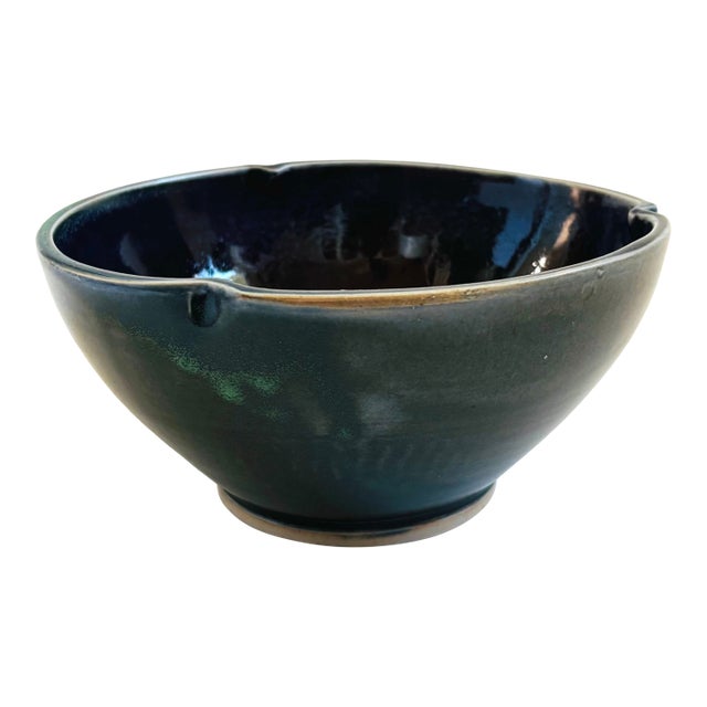 Green and Purple Vintage Studio Pottery Bowl For Sale