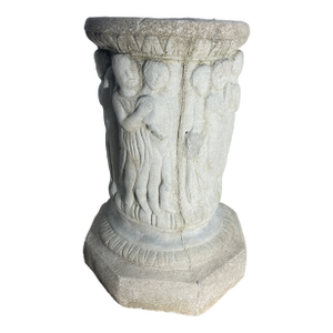 Late 19th C English Concrete Plant Stand With Classic Decorative Figures