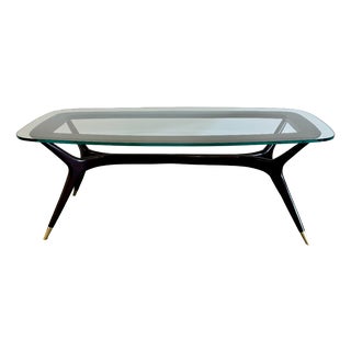 Vintage Coffee Table with Glass Top, 1950s For Sale