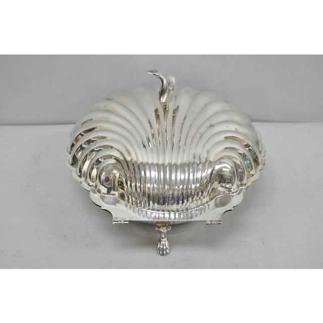 Vintage Eaton Silver Co Regency Silver Plated Clam Shell Warmer W Dolphin Handle For Sale - Image 9 of 18