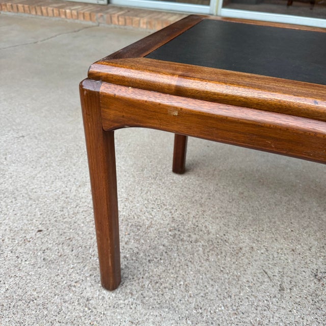 Mid-Century Modern Sculpted Walnut Coffee Table With Black Laminate Inset Top For Sale In Dallas - Image 6 of 7