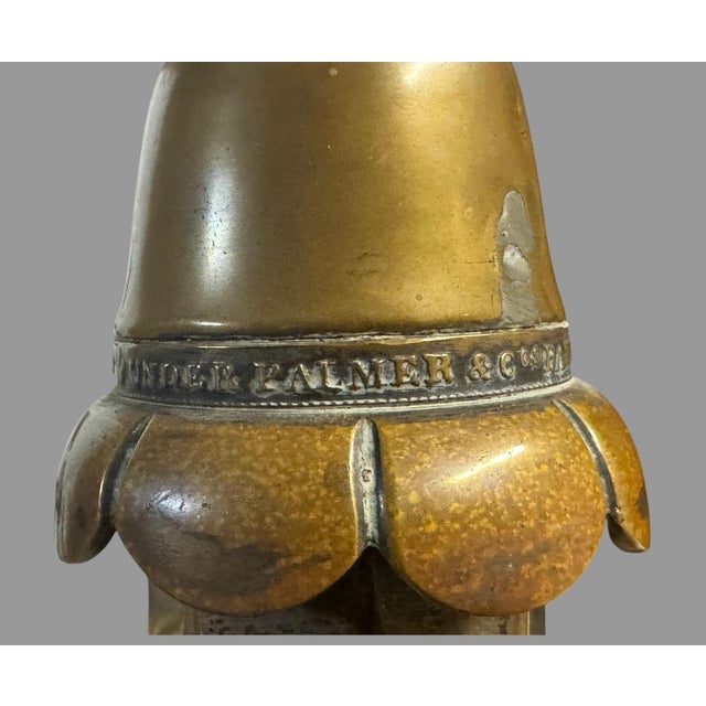 Late 19th Century Antique Victorian Palmer & Co Oil Lamp Cut Glass Font Silvered Bronze For Sale - Image 5 of 8