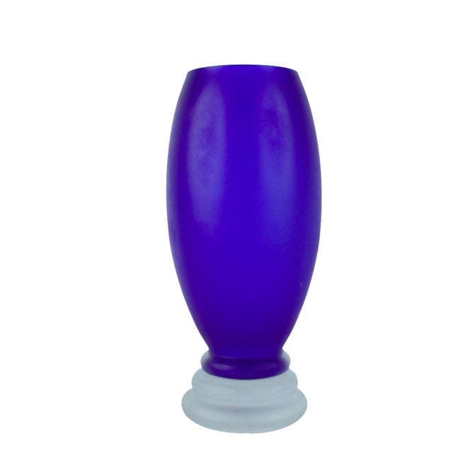 Cobalt Blue Frosted Art Glass Vase Chairish