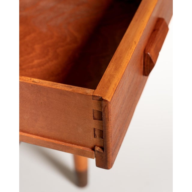 Brown Scandinavian Teak Desk with Drop-Leaf Extension, 1950s For Sale - Image 8 of 13