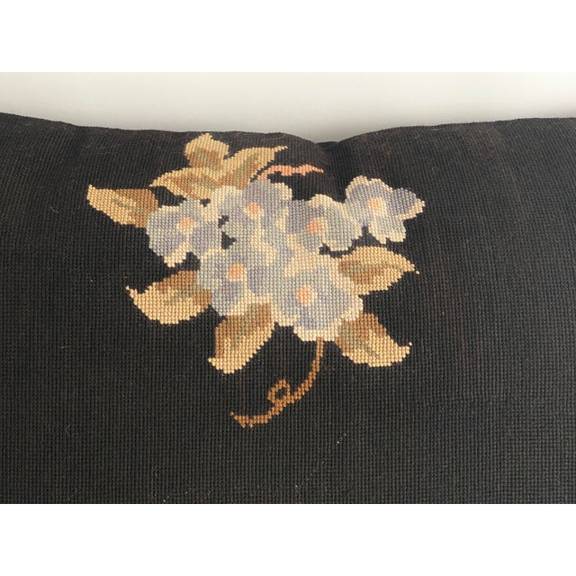 Black French Aubusson Needlepoint Floral Oversized Pillow Shams For Sale - Image 8 of 9