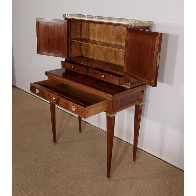 Small Mid-19th Century Louis XVI style Mahogany Bonheur-du-Jour Desk For Sale - Image 5 of 18