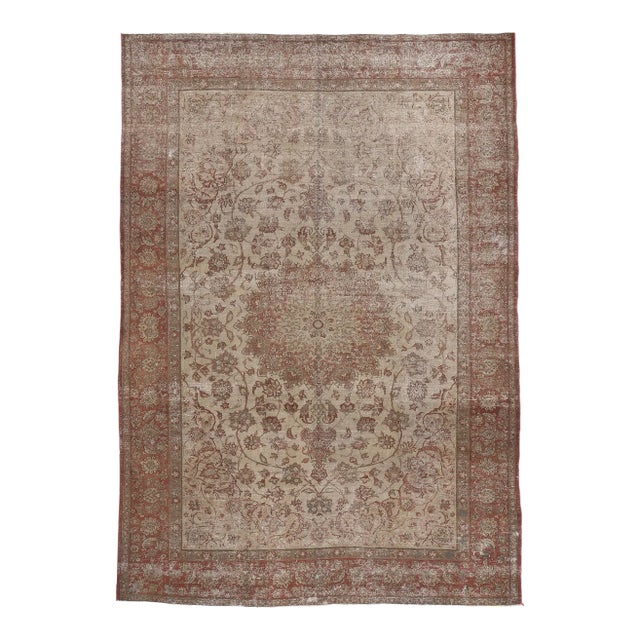 Mid 20th Century Distressed Vintage Persian Rug, 8'5 X 12'1 For Sale