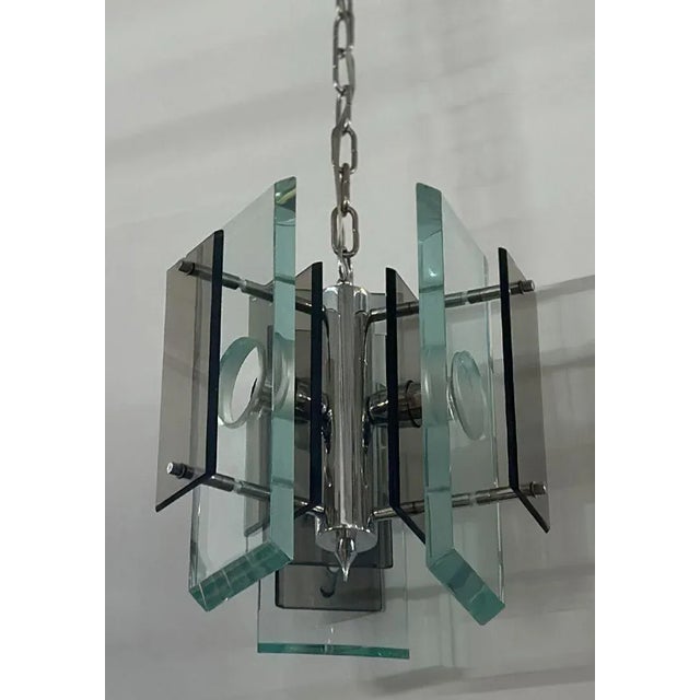 Italian Vintage Italian Pendant With Clear & Smoky Murano Glass, C. 1970's For Sale - Image 3 of 5