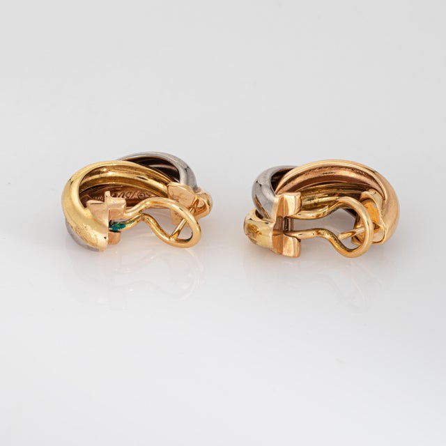 1990s Vintage Cartier Trinity Earrings 18k Gold 3/4" Fine Signed Jewelry, A Pair For Sale - Image 5 of 5