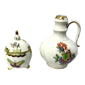 Set of Vintage Queen Victoria Porcelain, Trinket Dish and Small Vase