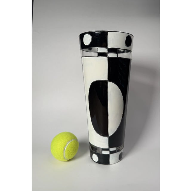 Glass Art Deco Geometric Art Glass Vase Styled After Karl Palda For Sale - Image 7 of 12