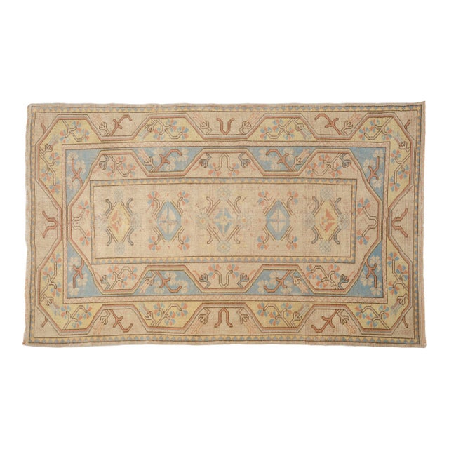Vintage Floral Turkish Wool Carpet For Sale
