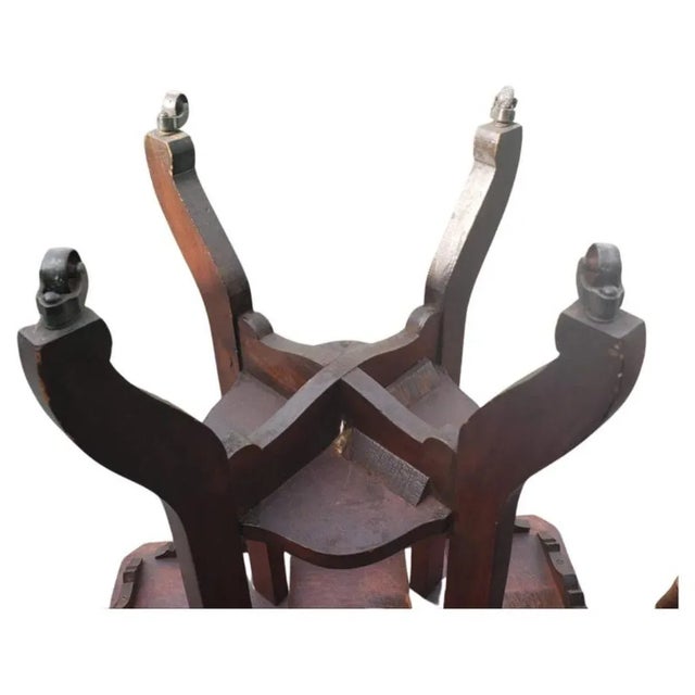 Wood Antique Edwardian Walnut Tier Tea Table Side Table on Wheels, Circa 1910s For Sale - Image 7 of 8