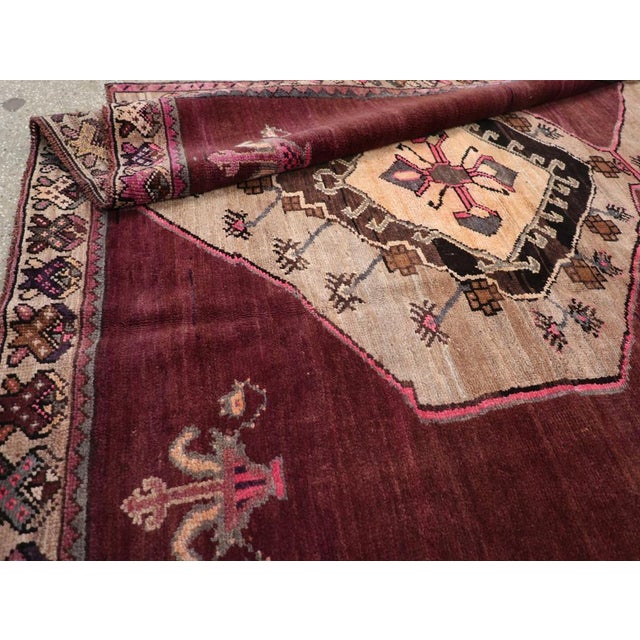 Burgundy Galerie Shabab Collection Mid-20th Century Turkish Anatolian Gallery Carpet For Sale - Image 8 of 8