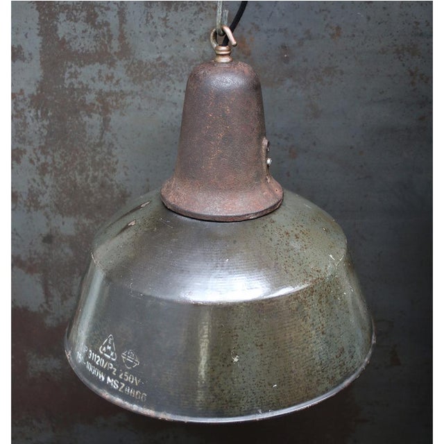 1950s Vintage Industrial Brown Enamel Factory Pendant Lamp For Sale - Image 5 of 6