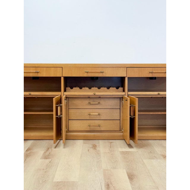 Stanley Buffet Credenza With Wine Rack and Lighted Bar MCM Entertainment Console For Sale - Image 11 of 17
