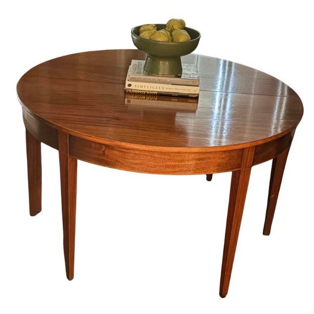 Traditional Pair of Federal Style Demilune Mahogany Tables, Early 20th Century For Sale - Image 3 of 12