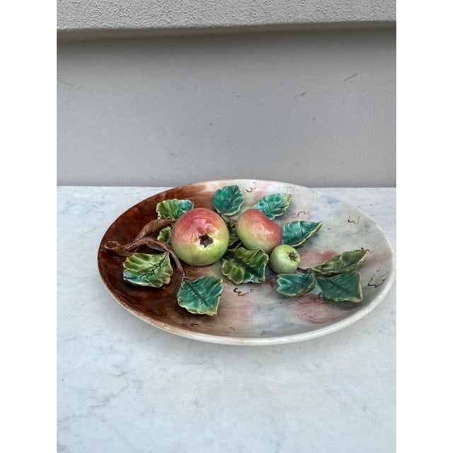 19th Century French Majolica Apples Fives Lille Platter For Sale - Image 4 of 6
