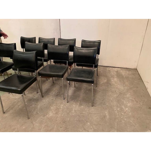 Vintage Chrome and Imitation Leather Chairs, Set of 9 For Sale - Image 5 of 6
