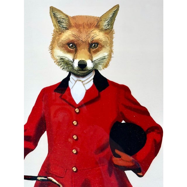 Vintage Fox in Fox Hunt Attire Framed Print For Sale - Image 4 of 6