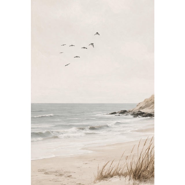 Paper Coastal Lighthouse Wall Art, Minimalist Seascape Art Print, 24″ × 36″ For Sale - Image 7 of 9