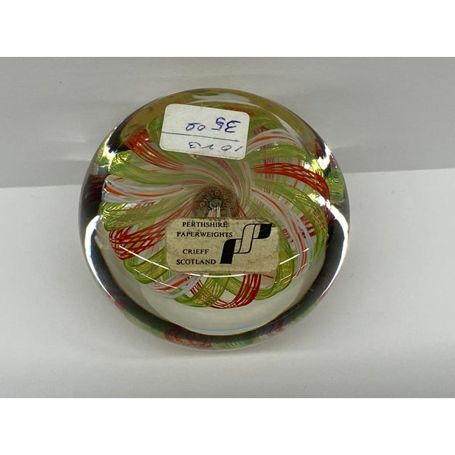 Art Nouveau Vintage Perthshire Art Glass Paperweight - Swirl Pinwheel With Complex Millefiori - Crieff, Scotland For Sale - Image 3 of 7
