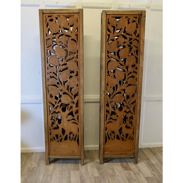 North African Carved Pierced 4-Fold Screens, 1960s, Set of 2 For Sale - Image 6 of 12