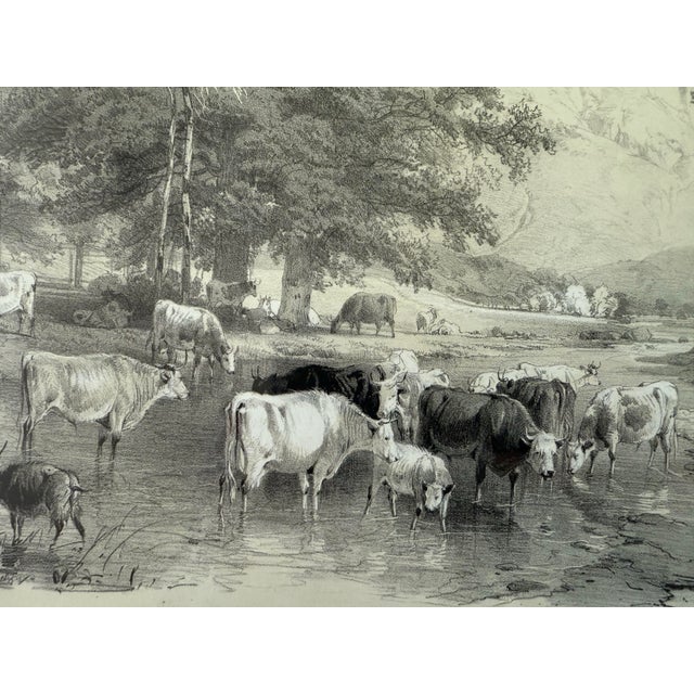 Framed Thomas Sidney Cooper Tinted Lithograph Titled "A Summers Noon" For Sale - Image 4 of 11