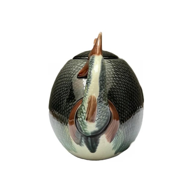 English Majolica Teapot "Fish Swallowing Fish," English, 1870 For Sale - Image 3 of 6