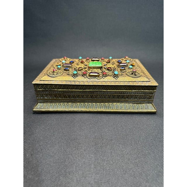 Early 20th Century Late 1930's Made in Germany Semi-Precious Stone Embellished Jewlery Box For Sale - Image 5 of 11