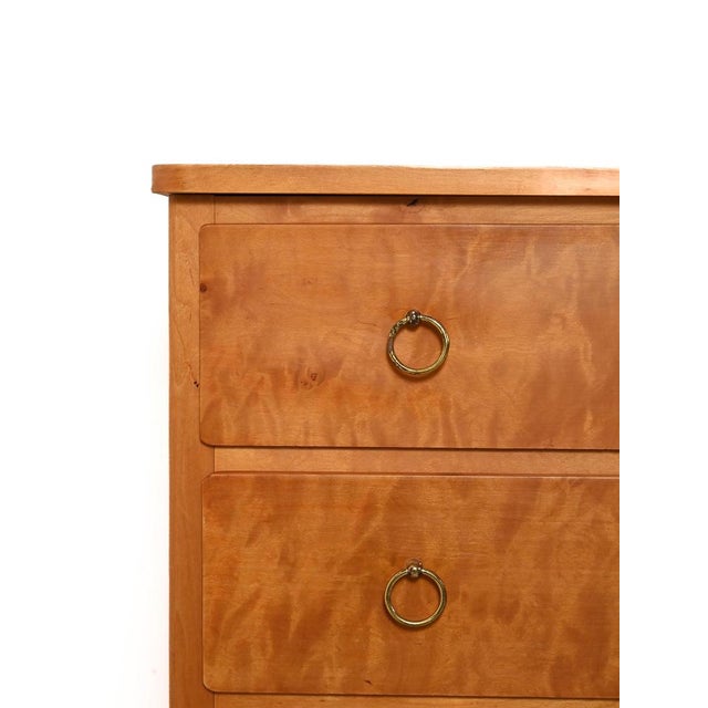 1950s Scandinavian Birch Chest of Drawers with Brass Handles, 1950s For Sale - Image 5 of 11